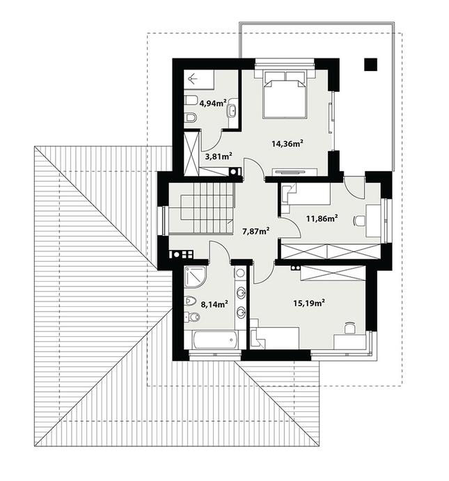 Rzut piętra POW. 66,2 m²