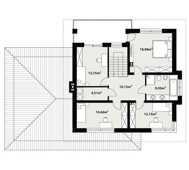 Rzut piętra POW. 83,2 m²