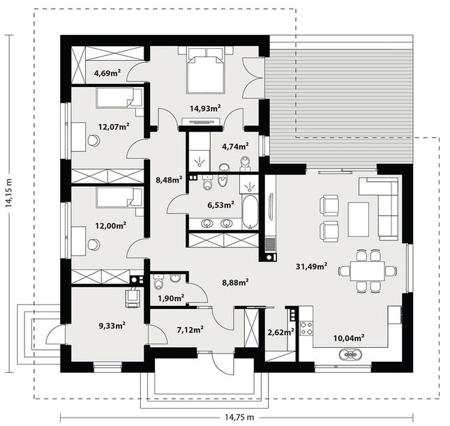 Rzut parteru POW. 0,0 m²