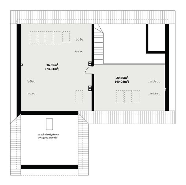 Rzut poddasza POW. 114,9 m²