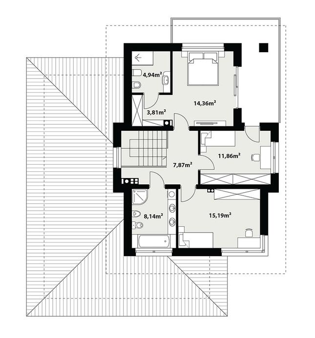 Rzut piętra POW. 66,2 m²