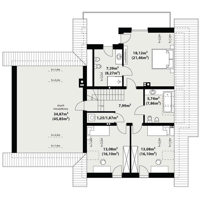 Rzut poddasza POW. 125,5 m²