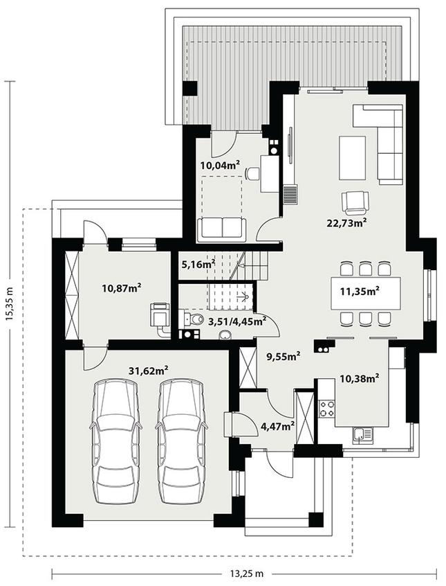 Rzut parteru POW. 4,5 m²