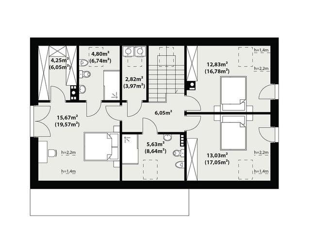 Rzut poddasza POW. 84,9 m²