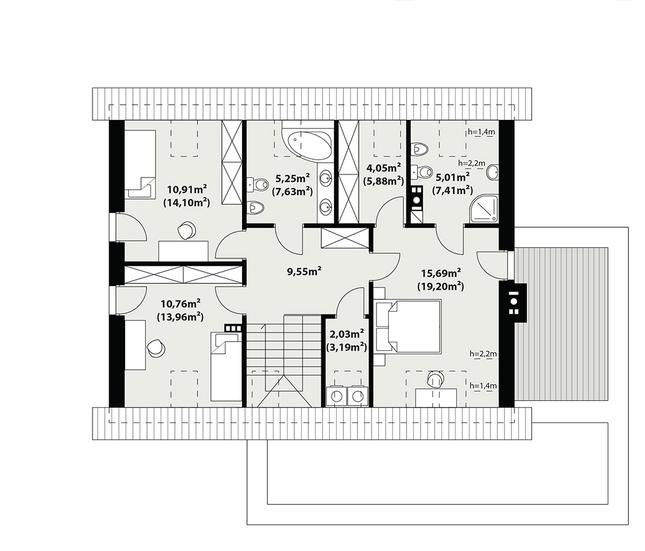 Rzut poddasza POW. 80,9 m²