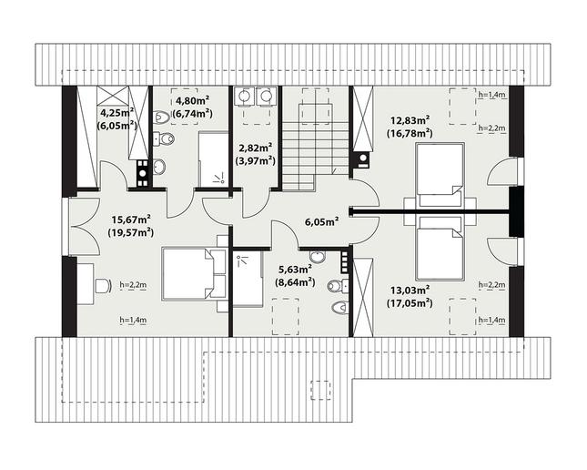 Rzut poddasza POW. 84,9 m²