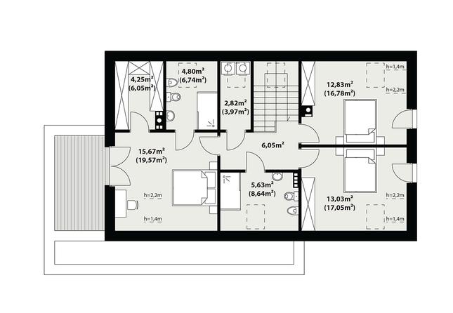 Rzut poddasza POW. 84,9 m²