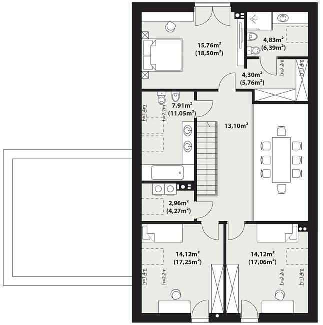 Rzut poddasza POW. 93,4 m²