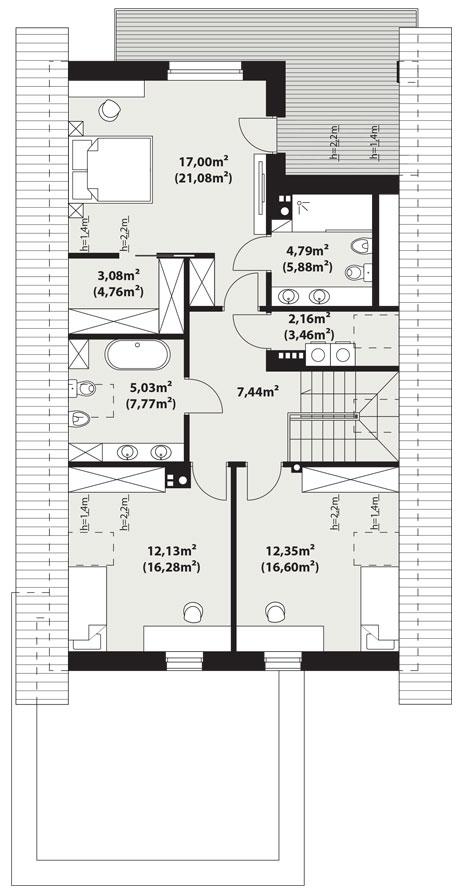 Rzut poddasza POW. 75,8 m²