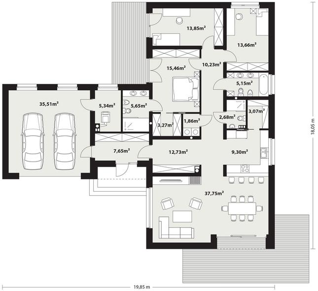 Rzut parteru lustro POW. 0,0 m²