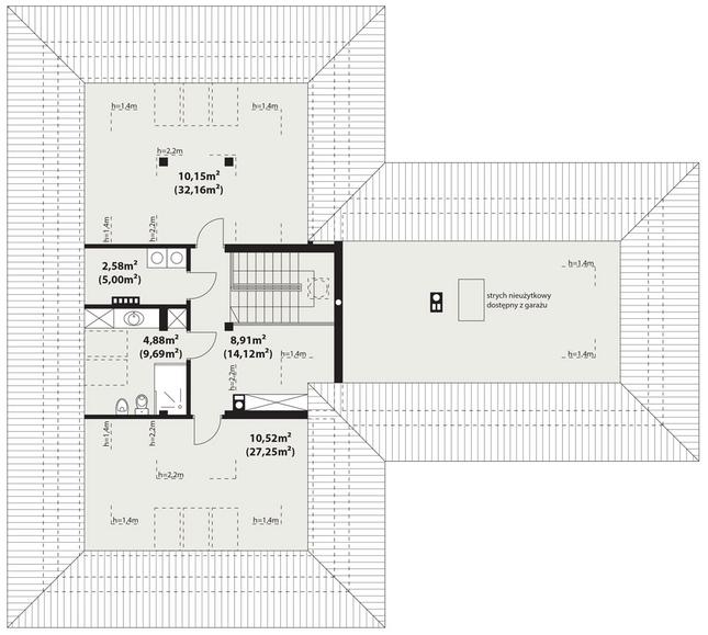 Rzut poddasza POW. 88,2 m²