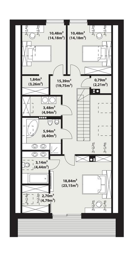 Rzut poddasza POW. 99,3 m²