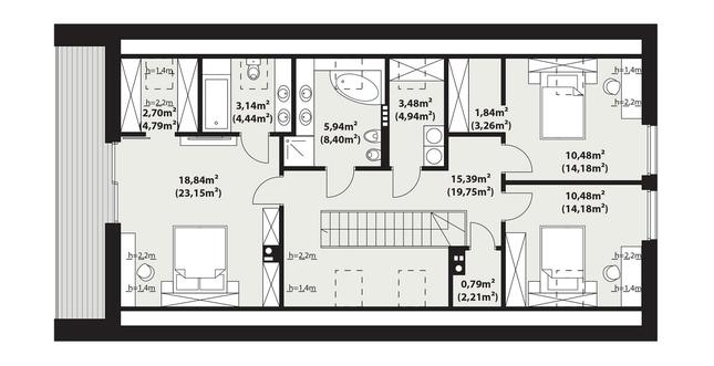 Rzut poddasza POW. 99,3 m²