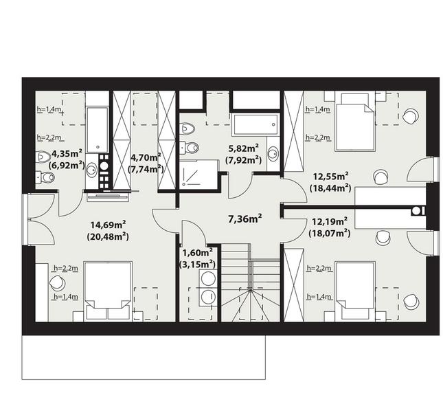 Rzut poddasza POW. 90,1 m²
