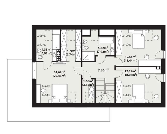 Rzut poddasza POW. 90,1 m²