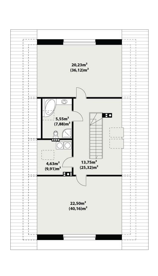 Rzut poddasza POW. 119,4 m²