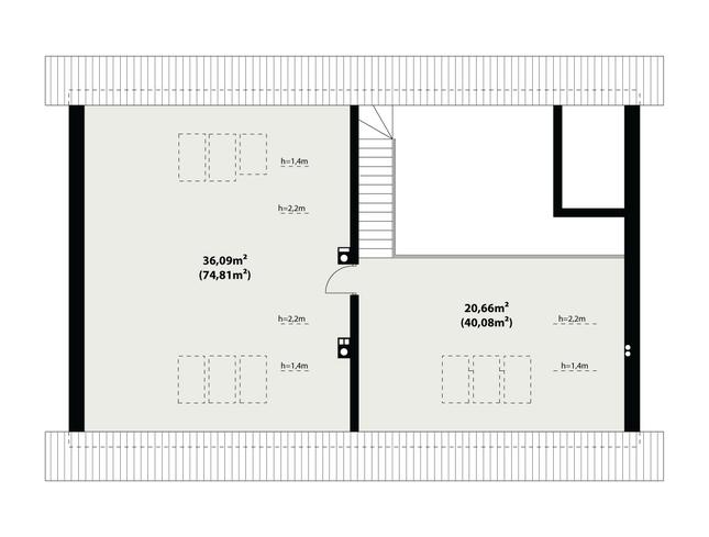 Rzut poddasza POW. 114,9 m²