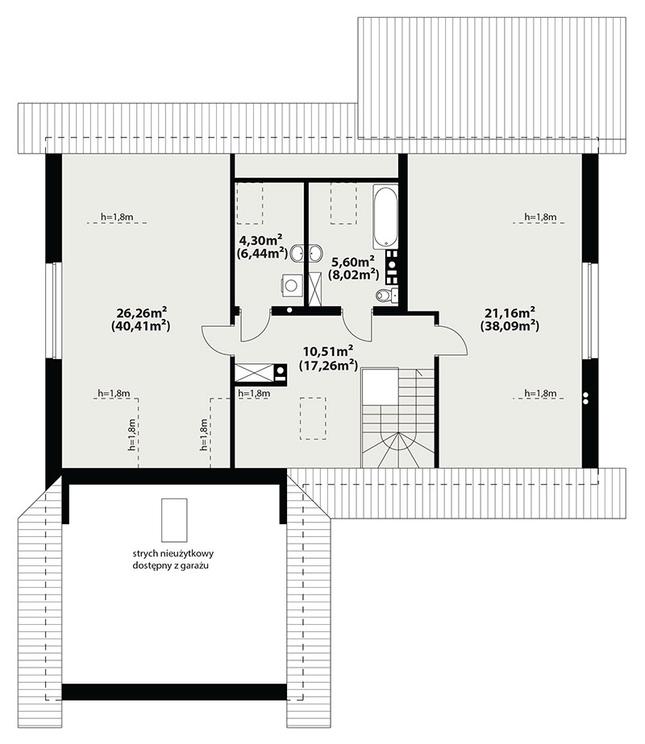 Rzut poddasza POW. 110,2 m²