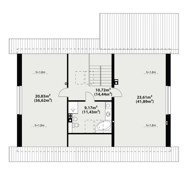 Rzut poddasza POW. 104,4 m²