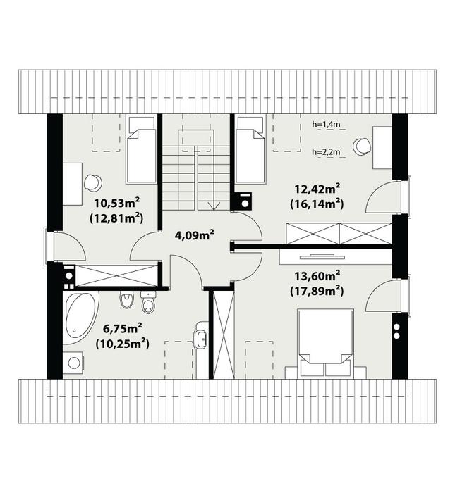 Rzut poddasza POW. 61,2 m²