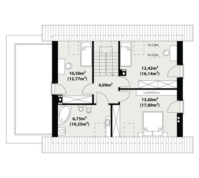 Rzut poddasza POW. 61,1 m²