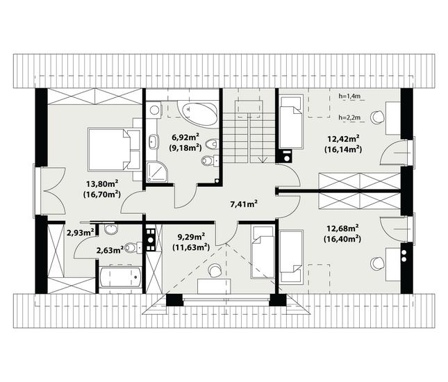 Rzut poddasza POW. 83,0 m²