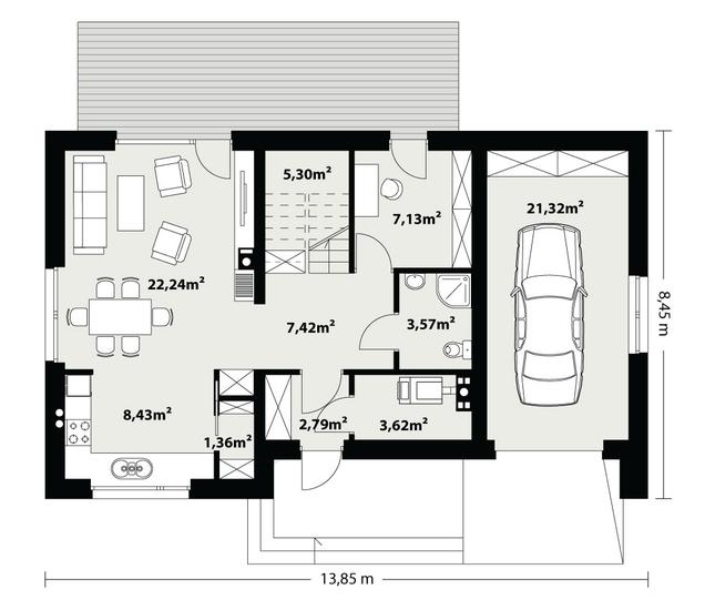 Rzut parteru lustro POW. 0,0 m²