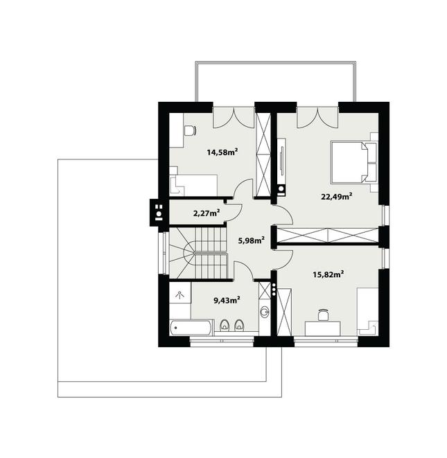 Rzut piętra POW. 70,6 m²