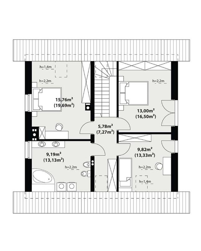 Rzut poddasza POW. 69,9 m²