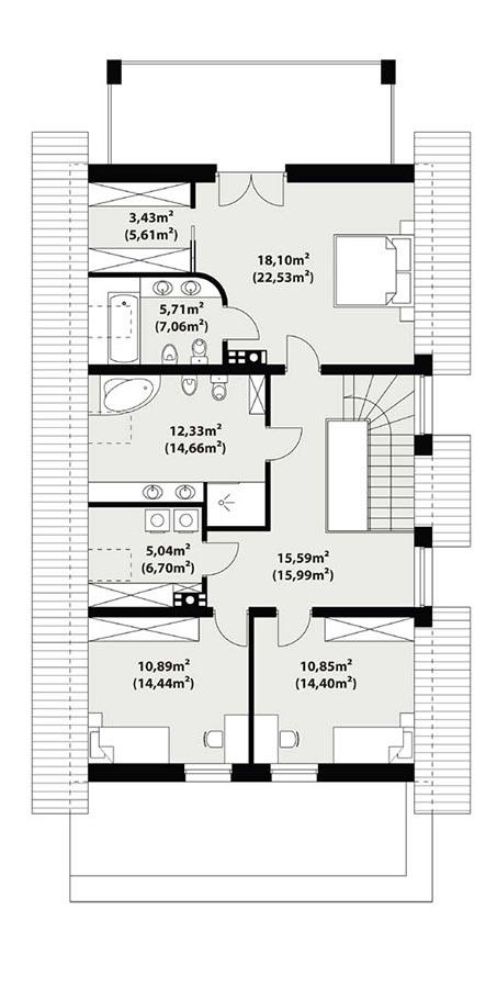 Rzut poddasza POW. 101,0 m²