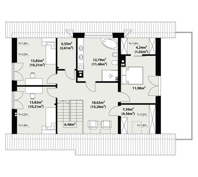 Rzut poddasza POW. 93,7 m²