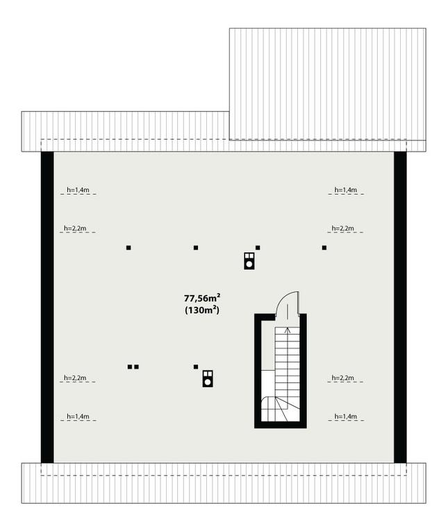 Rzut poddasza: Do indywidualnej adaptacji (77,56 m2 powierzchni użytkowej)