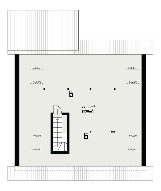 Rzut poddasza lustro: Do indywidualnej adaptacji (77,56 m2 powierzchni użytkowej)