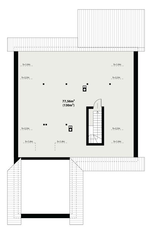 Rzut poddasza: Do indywidualnej adaptacji (77,56 m2 powierzchni użytkowej)