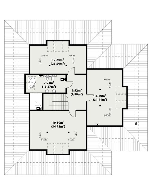 Rzut poddasza POW. 115,0 m²