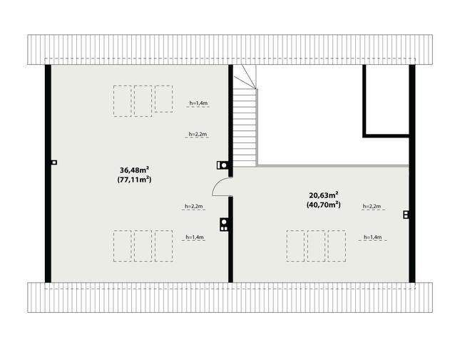 Rzut poddasza POW. 117,8 m²