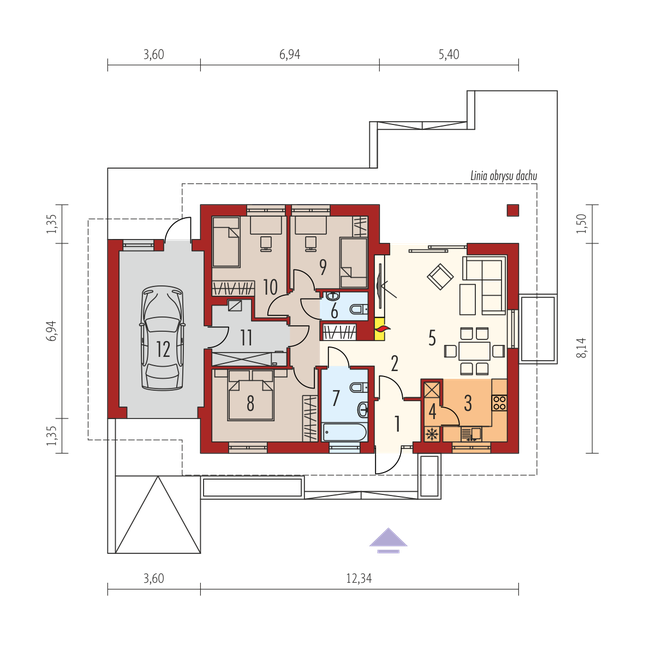 Rzut parteru lustro POW. 0,0 m²