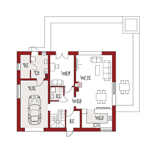 Rzut parteru lustro POW. 0,0 m²