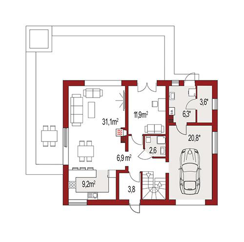 Rzut parteru POW. 0,0 m²