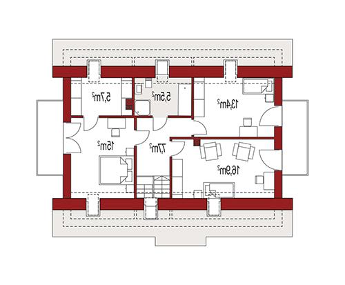 Rzut poddasza lustro POW. 0,0 m²