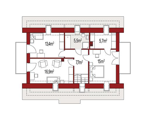 Rzut poddasza POW. 0,0 m²