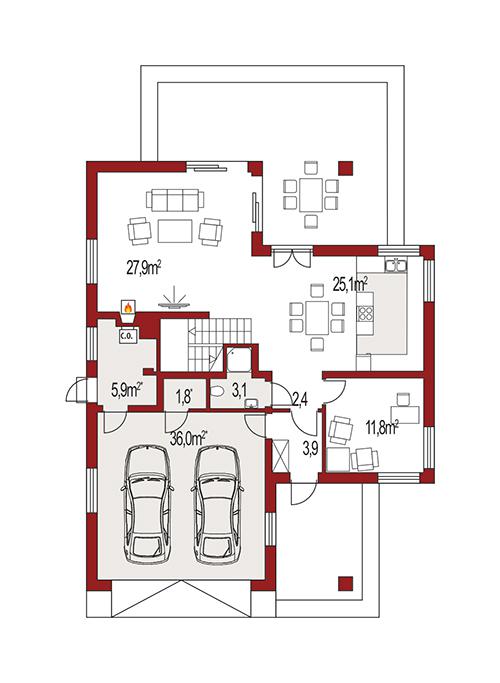 Rzut parteru POW. 0,0 m²