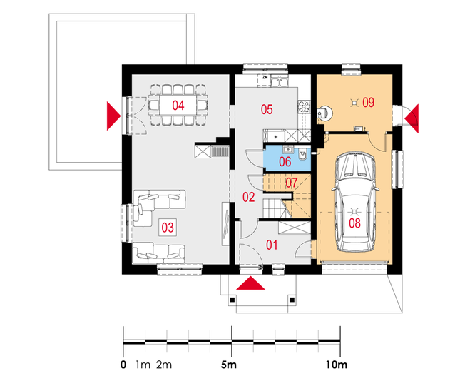 Rzut parteru POW. 96,8 m²
