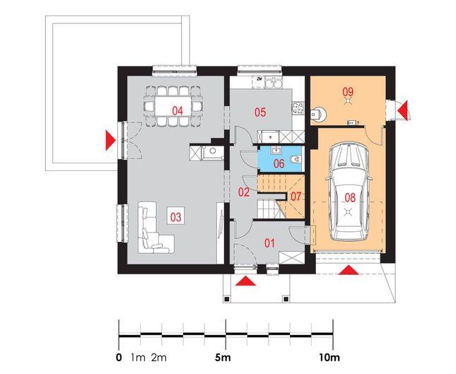 Rzut parteru POW. 95,4 m²