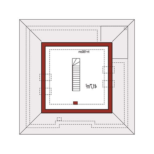 Rzut poddasza lustro: do indywidualnej adaptacji (41,7 m2 powierzchni użytkowej)