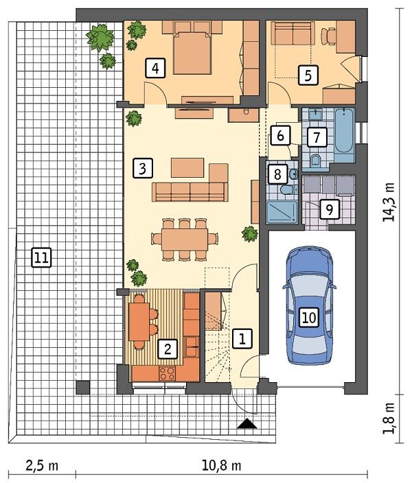 Rzut parteru POW. 101,2 m²