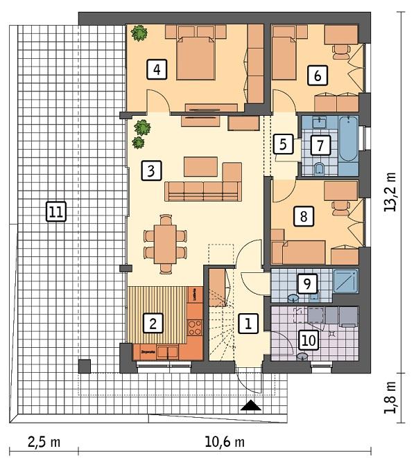 Rzut parteru POW. 91,7 m²
