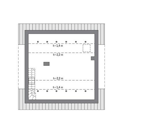 Rzut poddasza: do indywidualnej adaptacji (35,4 m2 powierzchni użytkowej)