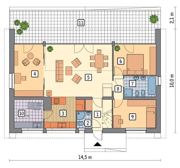 Rzut parteru POW. 99,3 m²