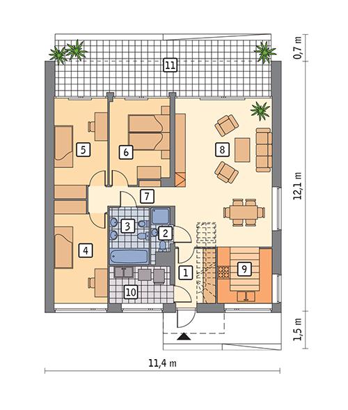 Rzut parteru POW. 94,5 m²